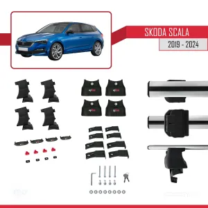 Skoda Scala 2019 ve Sonrası ile uyumlu ACE-4 Ara Atkı Tavan Barı GRİ thumb 5