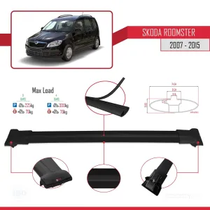 Skoda Roomster 2007-2015 Arası ile Uyumlu FLY Model Ara Atkı Tavan Barı SİYAH 3 ADET BAR thumb 4