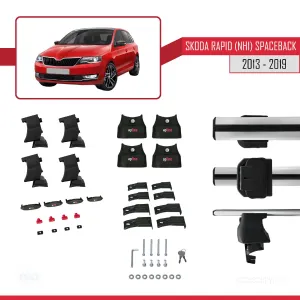 Skoda Rapid (NH1) Spaceback 2013-2019 Arası ile uyumlu ACE-4 Ara Atkı Tavan Barı GRİ thumb 4