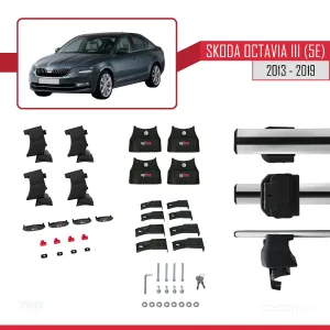 Skoda Octavia III (5E) 2013-2019 Arası ile uyumlu ACE-4 Ara Atkı Tavan Barı GRİ thumb 4