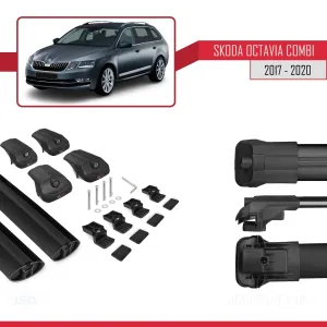 Skoda Octavia COMBİ 2017-2020 Arası ile uyumlu ACE-1 Ara Atkı Tavan Barı SİYAH thumb 5
