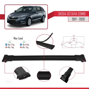 Skoda Octavia COMBI 2017-2020 Arası ile Uyumlu FLY Model Ara Atkı Tavan Barı SİYAH 3 ADET BAR thumb 4