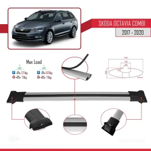 Skoda Octavia COMBI 2017-2020 Arası ile Uyumlu FLY Model Ara Atkı Tavan Barı GRİ 3 ADET BAR thumb 4