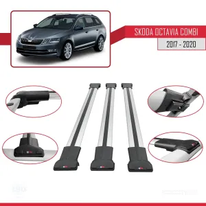 Skoda Octavia COMBI 2017-2020 Arası ile Uyumlu FLY Model Ara Atkı Tavan Barı GRİ 3 ADET BAR thumb 5