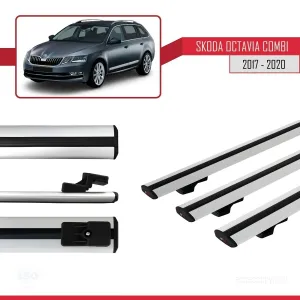 Skoda Octavia COMBI 2017-2020 Arası ile uyumlu Basic Model Ara Atkı Tavan Barı GRİ 3 ADET thumb 3