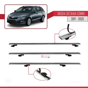 Skoda Octavia COMBI 2017-2020 Arası ile uyumlu Basic Model Ara Atkı Tavan Barı GRİ 3 ADET thumb 5
