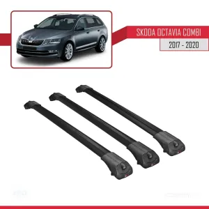 Skoda Octavia COMBI 2017-2020 Arası ile uyumlu ACE-1 Ara Atkı Tavan Barı SİYAH 3 ADET BAR thumb 3