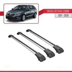 Skoda Octavia COMBI 2017-2020 Arası ile uyumlu ACE-1 Ara Atkı Tavan Barı GRİ 3 ADET BAR thumb 3