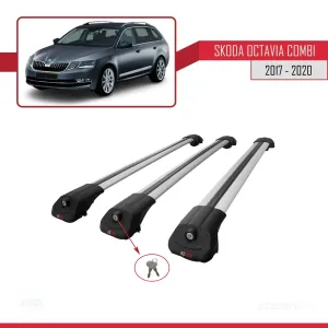Skoda Octavia COMBI 2017-2020 Arası ile uyumlu ACE-1 Ara Atkı Tavan Barı GRİ 3 ADET BAR thumb 4