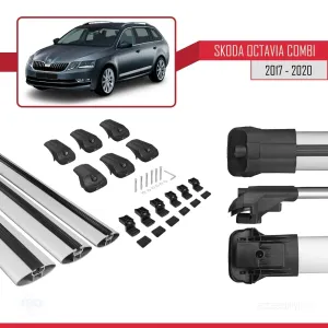 Skoda Octavia COMBI 2017-2020 Arası ile uyumlu ACE-1 Ara Atkı Tavan Barı GRİ 3 ADET BAR thumb 5