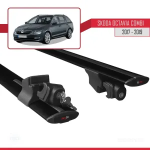 Skoda Octavia COMBI 2017-2019 Arası ile uyumlu HOOK Model Anahtar Kilitli Ara Atkı Tavan Barı SİYAH thumb 5