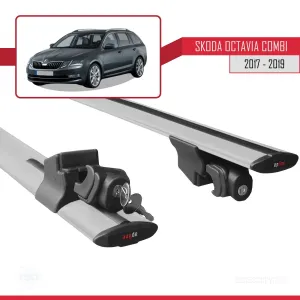 Skoda Octavia COMBI 2017-2019 Arası ile uyumlu HOOK Model Anahtar Kilitli Ara Atkı Tavan Barı GRİ thumb 5
