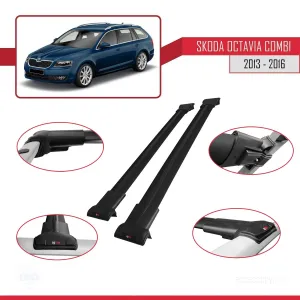 Skoda Octavia COMBI 2013-2016 Arası ile uyumlu FLY Model Ara Atkı Tavan Barı SİYAH thumb 5