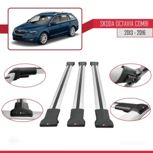 Skoda Octavia COMBI 2013-2016 Arası ile Uyumlu FLY Model Ara Atkı Tavan Barı GRİ 3 ADET BAR thumb 5