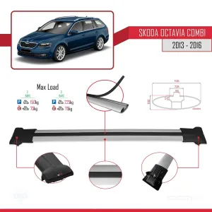 Skoda Octavia COMBI 2013-2016 Arası ile uyumlu FLY Model Ara Atkı Tavan Barı GRİ thumb 4