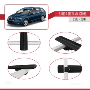 Skoda Octavia COMBI 2013-2016 Arası ile uyumlu Basic Model Ara Atkı Tavan Barı SİYAH 3 ADET thumb 4