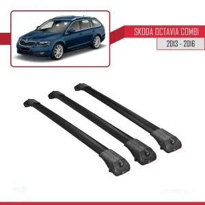 Skoda Octavia COMBI 2013-2016 Arası ile uyumlu ACE-1 Ara Atkı Tavan Barı SİYAH 3 ADET BAR thumb 3
