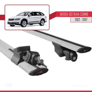 Skoda Octavia COMBI 2012-2017 Arası ile uyumlu HOOK Model Anahtar Kilitli Ara Atkı Tavan Barı GRİ thumb 5