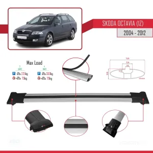 Skoda Octavia (1Z) 2004-2012 Arası ile Uyumlu FLY Model Ara Atkı Tavan Barı GRİ 3 ADET BAR thumb 4