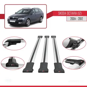 Skoda Octavia (1Z) 2004-2012 Arası ile Uyumlu FLY Model Ara Atkı Tavan Barı GRİ 3 ADET BAR thumb 5
