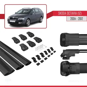 Skoda Octavia (1Z) 2004-2012 Arası ile uyumlu ACE-1 Ara Atkı Tavan Barı SİYAH 3 ADET BAR thumb 5