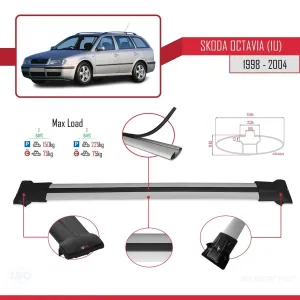 Skoda Octavia (1U) 1998-2004 Arası ile Uyumlu FLY Model Ara Atkı Tavan Barı GRİ thumb 4