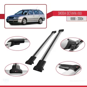 Skoda Octavia (1U) 1998-2004 Arası ile Uyumlu FLY Model Ara Atkı Tavan Barı GRİ thumb 5