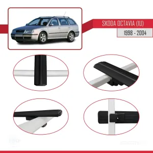 Skoda Octavia (1U) 1998-2004 Arası ile uyumlu Basic Model Ara Atkı Tavan Barı SİYAH 3 ADET thumb 4