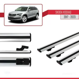 Skoda Kodiaq 2017-2023 Arası ile uyumlu Basic Model Ara Atkı Tavan Barı GRİ 3 ADET thumb 5