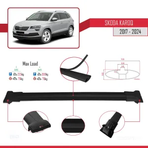 Skoda Karoq 2017 ve Sonrası ile uyumlu FLY Model Ara Atkı Tavan Barı SİYAH 3 ADET BAR thumb 4