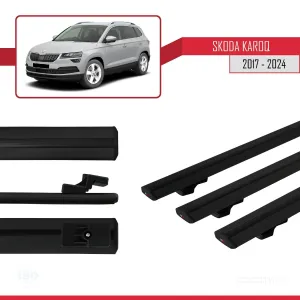 Skoda Karoq 2017 ve Sonrası ile uyumlu Basic Model Ara Atkı Tavan Barı SİYAH 3 ADET thumb 5