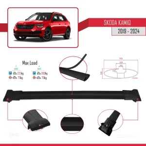 Skoda Kamiq 2019 ve Sonrası ile Uyumlu FLY Model Ara Atkı Tavan Barı SİYAH 3 ADET BAR thumb 4