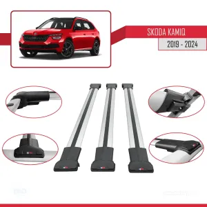 Skoda Kamiq 2019 ve Sonrası ile Uyumlu FLY Model Ara Atkı Tavan Barı GRİ 3 ADET BAR thumb 5