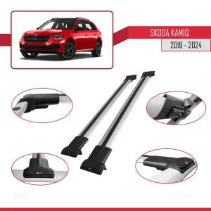Skoda Kamiq 2019 ve Sonrası ile uyumlu FLY Model Ara Atkı Tavan Barı GRİ thumb 4