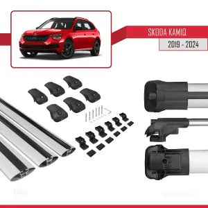 Skoda Kamiq 2019 ve Sonrası  ile uyumlu ACE-1 Ara Atkı Tavan Barı GRİ 3 ADET BAR thumb 5