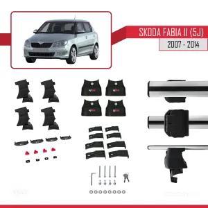Skoda Fabia II (5J) 2007-2014 Arası ile uyumlu ACE-4 Ara Atkı Tavan Barı GRİ thumb 4