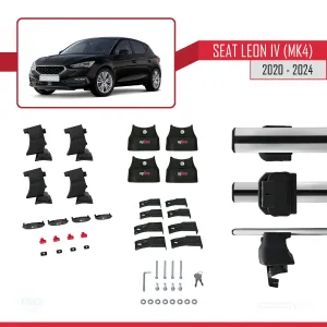 Seat Leon IV (MK4) 2020 ve Sonrası ile uyumlu ACE-4 Ara Atkı Tavan Barı GRİ thumb 5