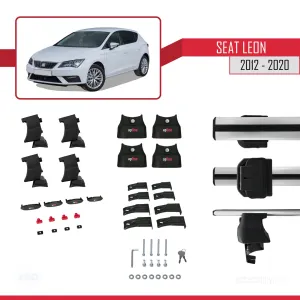 Seat Leon III (MK3) 2012-2020 Arası ile uyumlu ACE-4 Ara Atkı Tavan Barı GRİ thumb 4
