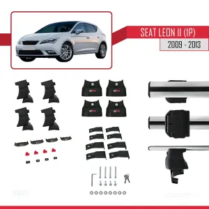 Seat Leon II (1P) 2009-2013 Arası ile uyumlu ACE-4 Ara Atkı Tavan Barı GRİ thumb 4