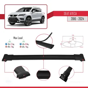 Seat Ateca 2016 ve Sonrası ile Uyumlu FLY Model Ara Atkı Tavan Barı SİYAH 3 ADET BAR thumb 4