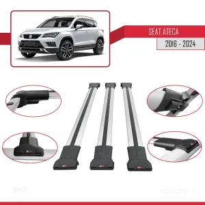Seat Ateca 2016 ve Sonrası ile Uyumlu FLY Model Ara Atkı Tavan Barı GRİ 3 ADET BAR thumb 5