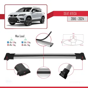 Seat Ateca 2016 ve Sonrası ile Uyumlu FLY Model Ara Atkı Tavan Barı GRİ thumb 5