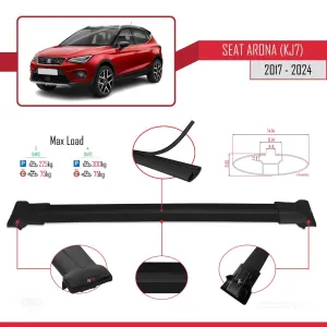 Seat Arona (KJ7) 2017 ve Sonrası ile Uyumlu FLY Model Ara Atkı Tavan Barı SİYAH 3 ADET BAR thumb 4