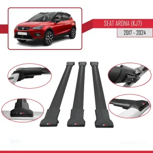 Seat Arona (KJ7) 2017 ve Sonrası ile Uyumlu FLY Model Ara Atkı Tavan Barı SİYAH 3 ADET BAR thumb 5