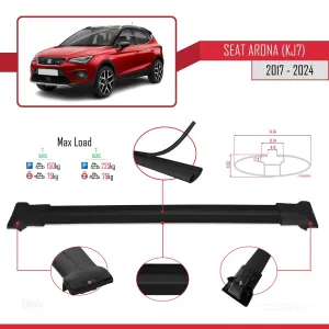 Seat Arona (KJ7) 2017 ve Sonrası ile Uyumlu FLY Model Ara Atkı Tavan Barı SİYAH thumb 4