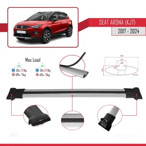 Seat Arona (KJ7) 2017 ve Sonrası ile Uyumlu FLY Model Ara Atkı Tavan Barı GRİ 3 ADET BAR thumb 4