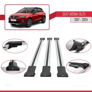 Seat Arona (KJ7) 2017 ve Sonrası ile Uyumlu FLY Model Ara Atkı Tavan Barı GRİ 3 ADET BAR thumb 5