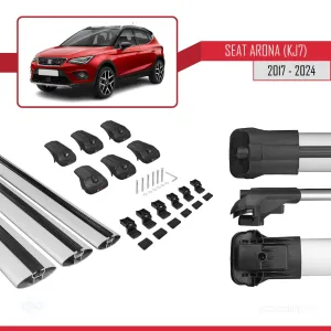 Seat Arona (KJ7) 2017 ve Sonrası ile uyumlu ACE-1 Ara Atkı Tavan Barı GRİ 3 ADET BAR thumb 5