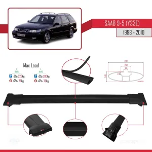 Saab 9-5 (YS3E) 1998-2010 Arası ile Uyumlu FLY Model Ara Atkı Tavan Barı SİYAH 3 ADET BAR thumb 4