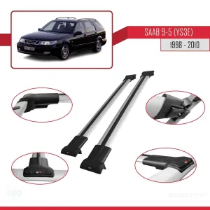 Saab 9-5 (YS3E) 1998-2010 Arası ile Uyumlu FLY Model Ara Atkı Tavan Barı GRİ thumb 5